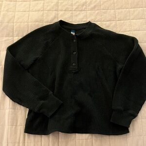 Old Navy Dark Green Waffle Knit Henley